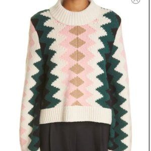 Khaite Lima Intarsia Zigzag Cashmere Sweater (NWT)